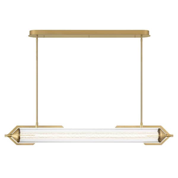 Eurofase Espada 36-Watt Integrated LED Gold Linear Chandelier with Clear Glass Shades