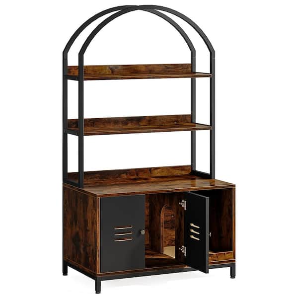 TRIBESIGNS WAY TO ORIGIN Halsey Vintage Brown 3-Shelf Metal 35.43 in. W Baker's Rack