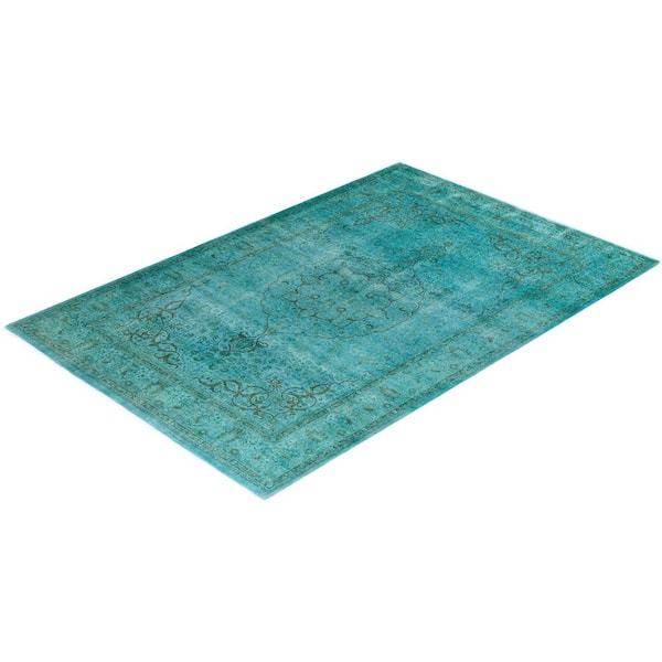 Fine Vibrance Blue 5 ft. x 8 ft. Solid Wool Indoor Area Rug