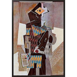 Harlequin with Violin by Pablo Picasso Black Floater Framed Abstract Oil Painting Art Print 25.5 in. x 37.5 in.