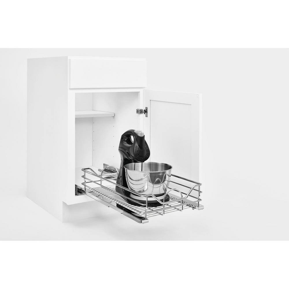 Chrome Steel Pullout Cabinet Organizer with Soft-Close, 14.5 x 21.74 In