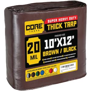 10 ft. x 12 ft. Brown/Black 20 Mil Heavy Duty Polyethylene Tarp, Waterproof, UV Resistant, Rip and Tear Proof