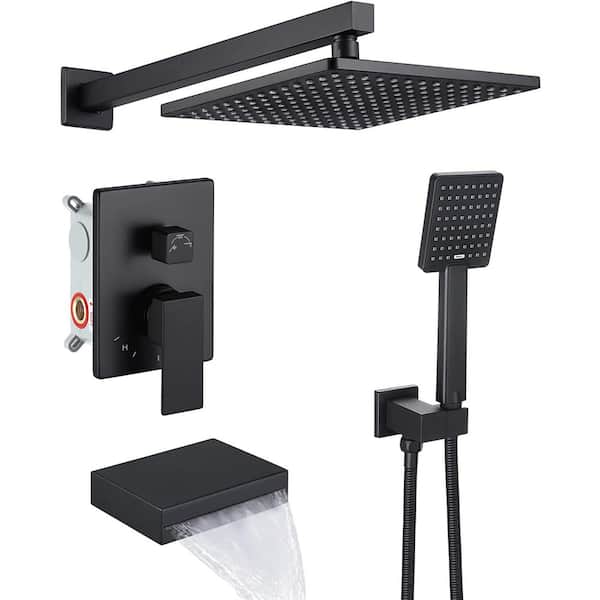 16 GAUGE SINKS Roxy 13.2 in. W 3 Jet Shower Tower in Matte Black 16GS-36146