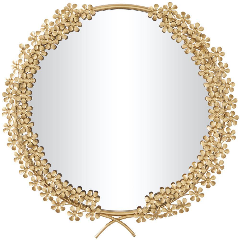 CosmoLiving by Cosmopolitan 22 in. x 22 in. 3D Round Framed Gold Floral