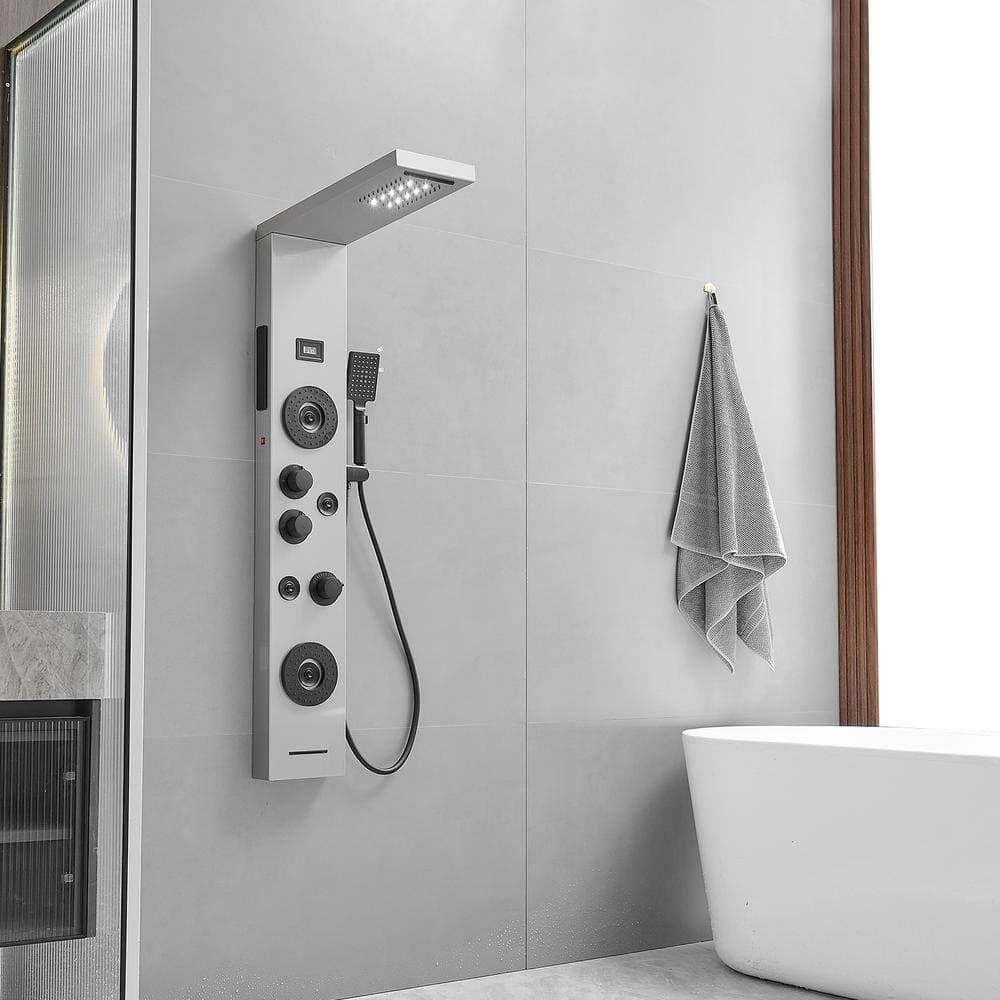 Black Nickel 51.57'' Shower Panel with LED Light and Body Jets