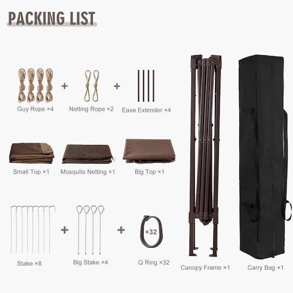 11 ft. x 11 ft. Easy Setup Pop-Up Gazebo Canopy with UV-Resistant and Mosquito Netting Storage Bag