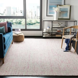 Abstract Ivory/Pink 8 ft. x 10 ft. Geometric Area Rug