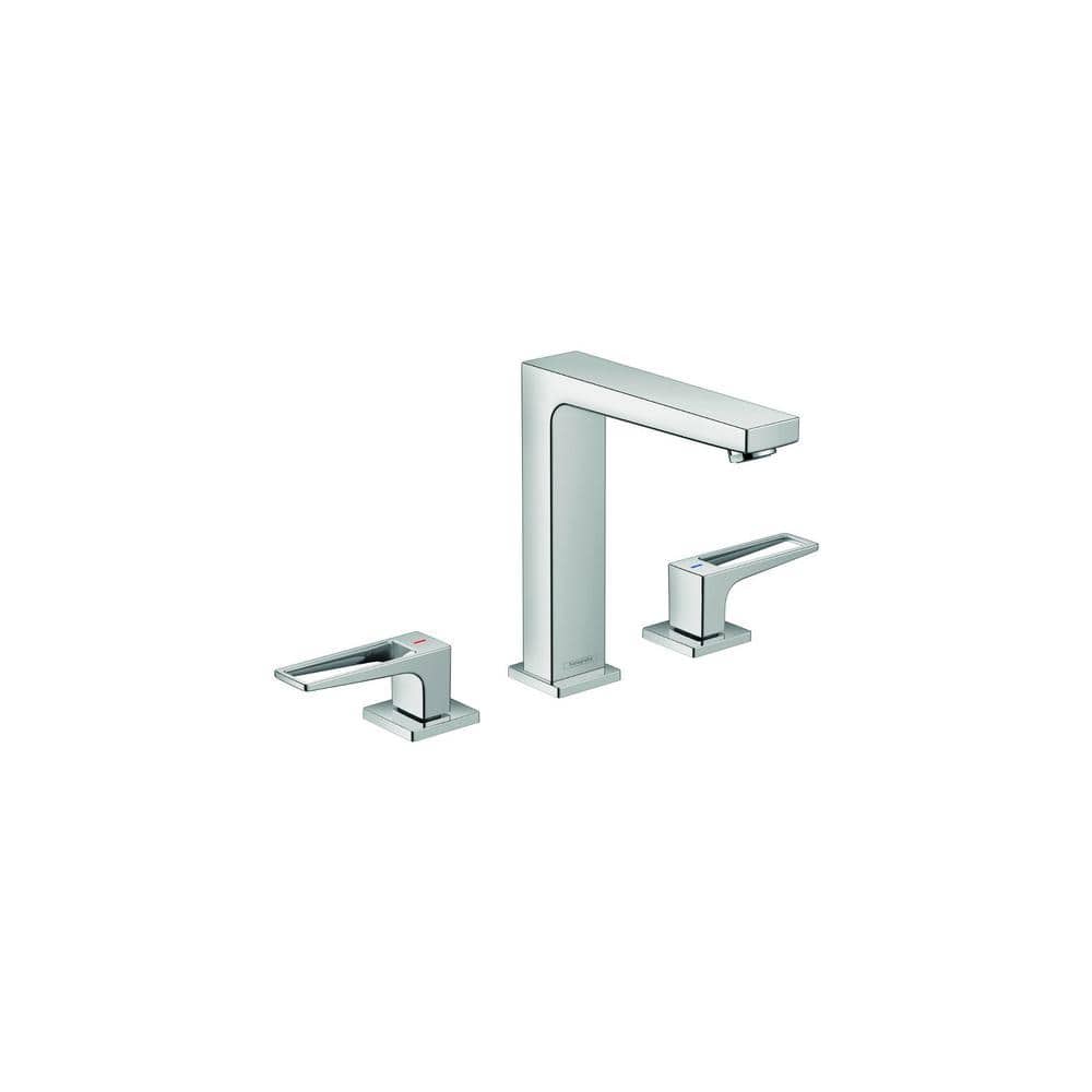 Modern Metropol Brushed Nickel Widespread Bathroom Faucet with Drain