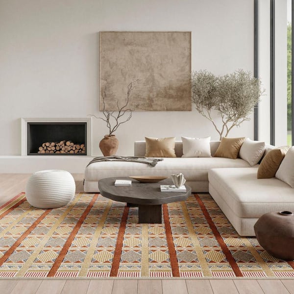 Nordic Rust Multicolor 8 ft. x 10 ft. Geometric Contemporary Area Rug
