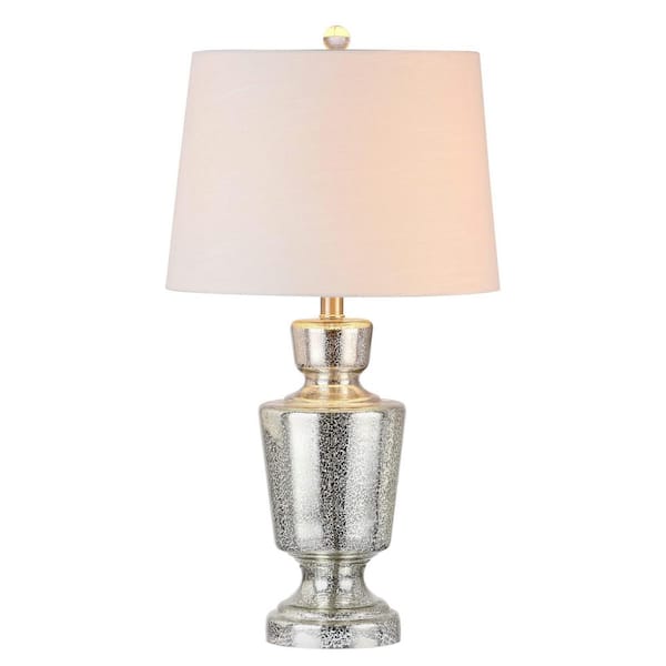 Olivia 26.5 in. Silver/Ivory Glass Table Lamp