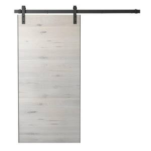 40 in. x 83 in. Tours White Reclaimed Wood Barn Door with Hardware Kit