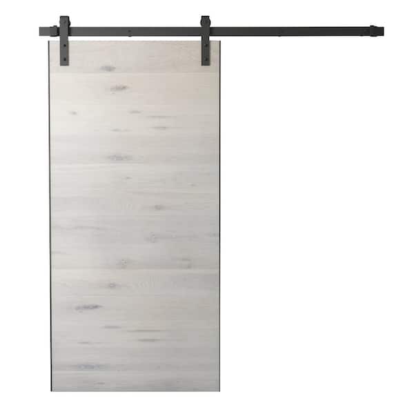 Urban Woodcraft 40 in. x 83 in. Tours White Reclaimed Wood Barn Door with Hardware Kit