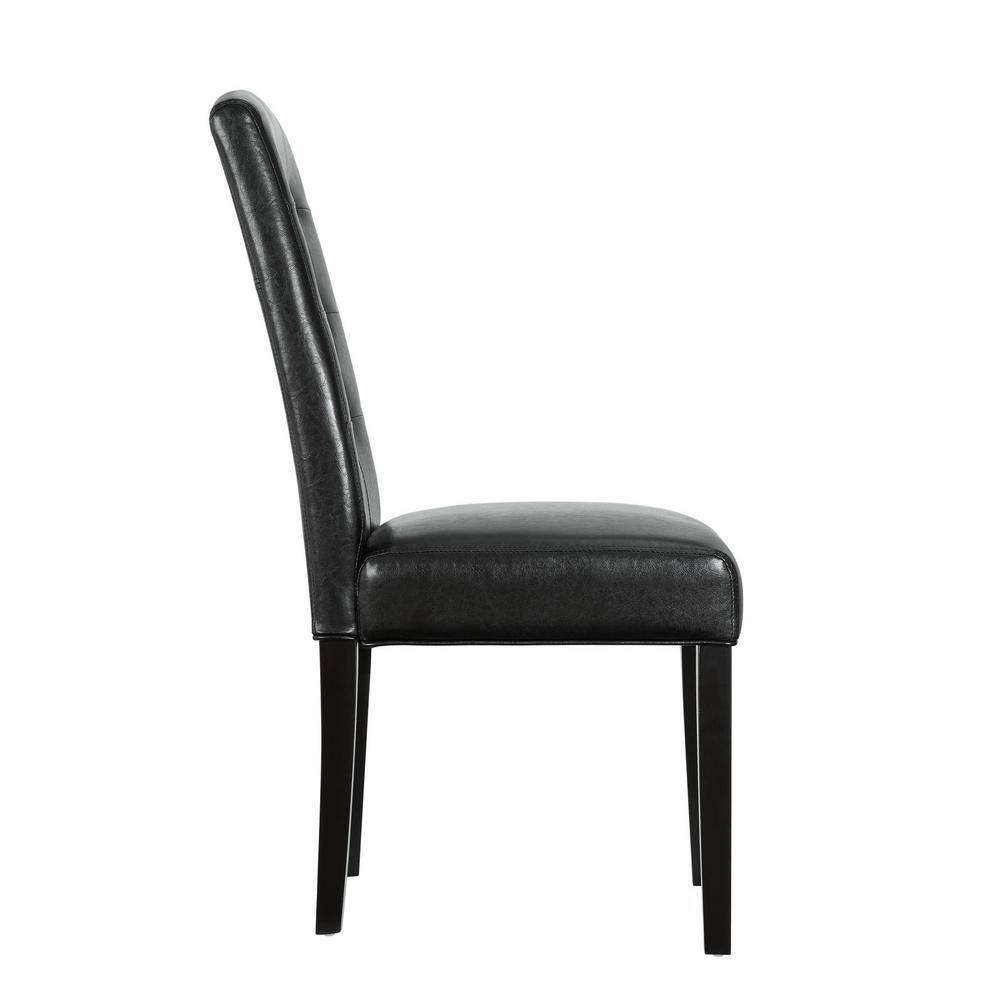 Perdure Black Faux Leather Upholstered Parsons Dining Side Chair