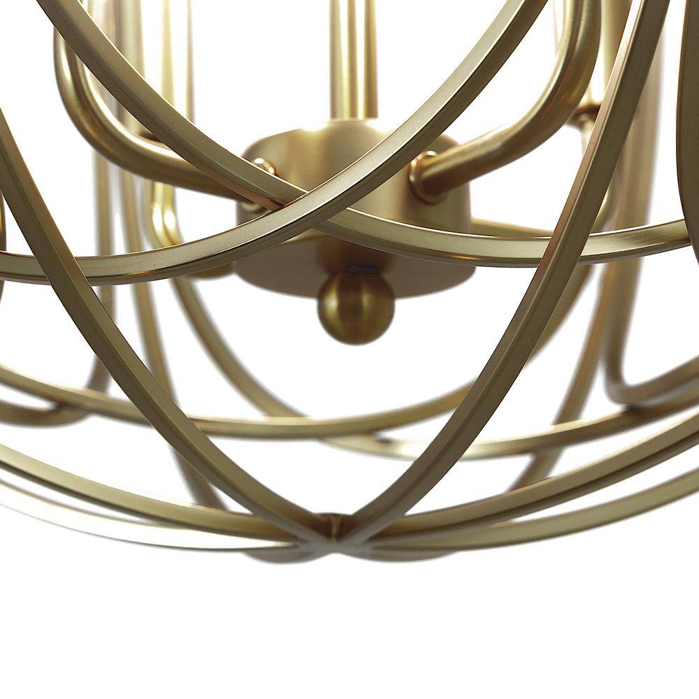 Satin Brass 4-Light Globe Chandelier with Candle Bulbs