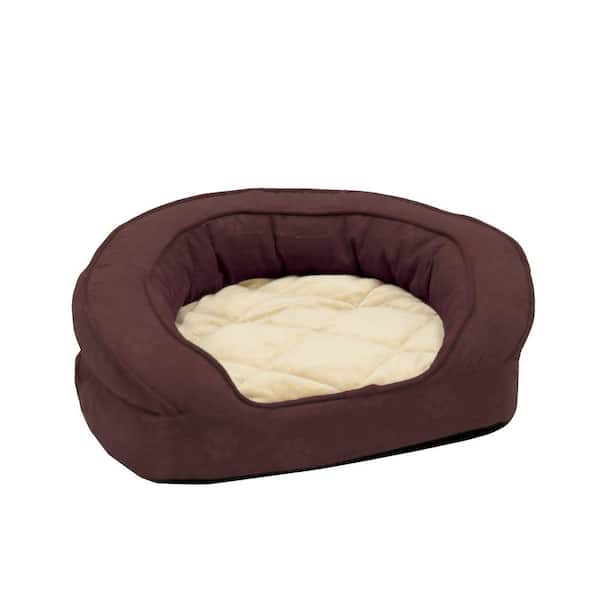 K&H Pet Products Deluxe Ortho Bolster Sleeper Small Eggplant Paw Print Dog Bed