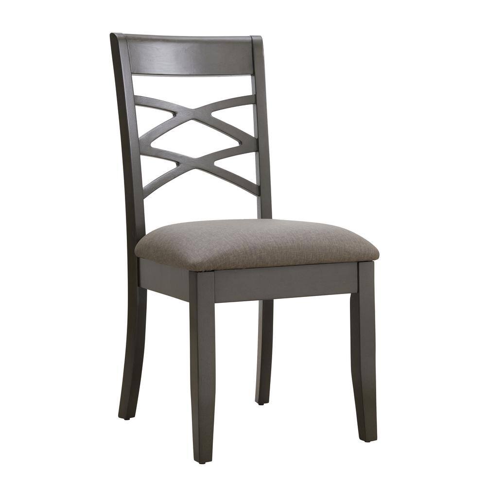 Graystone Wood Double Cross Back Upholstered Side Chair Set