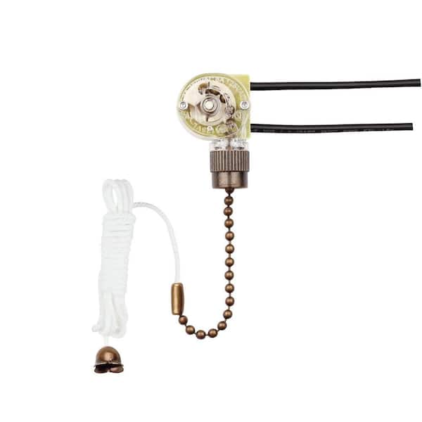 Commercial Electric Antique Brass Pull Chain Fan Light Switch 82325 The Home Depot Commercial Electric Antique Brass Pull, How To Fix A Hunter Ceiling Fan Light Switch Pull Chain