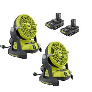 ONE+ 18-Volt Cordless Portable Bucket Top Misting Fan 2-Pack with (2) 2.0 Ah Batteries