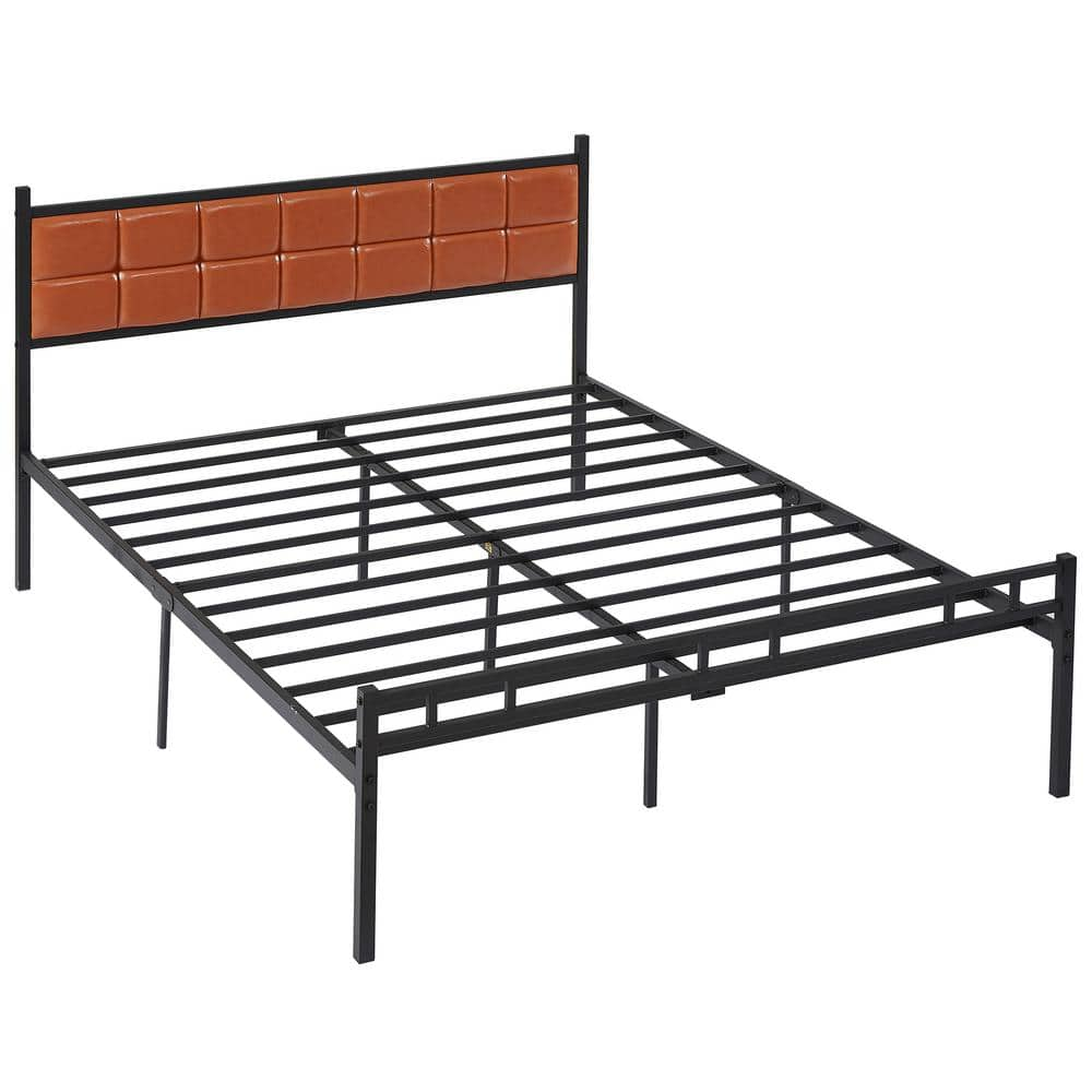 VECELO Bed Frame With PU Upholstered Headboard, Queen Platform ...