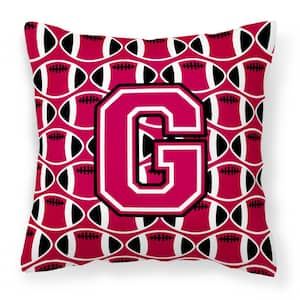 14 in. x 14 in. Multi-Color Lumbar Outdoor Throw Pillow Letter G Football Crimson and White