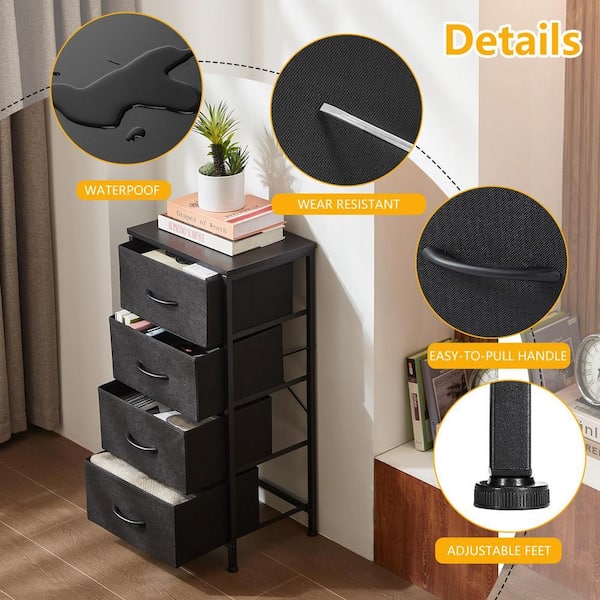 WONDER COMFORT Classical Black 4 Drawer 11.8 in. Wide Chest of