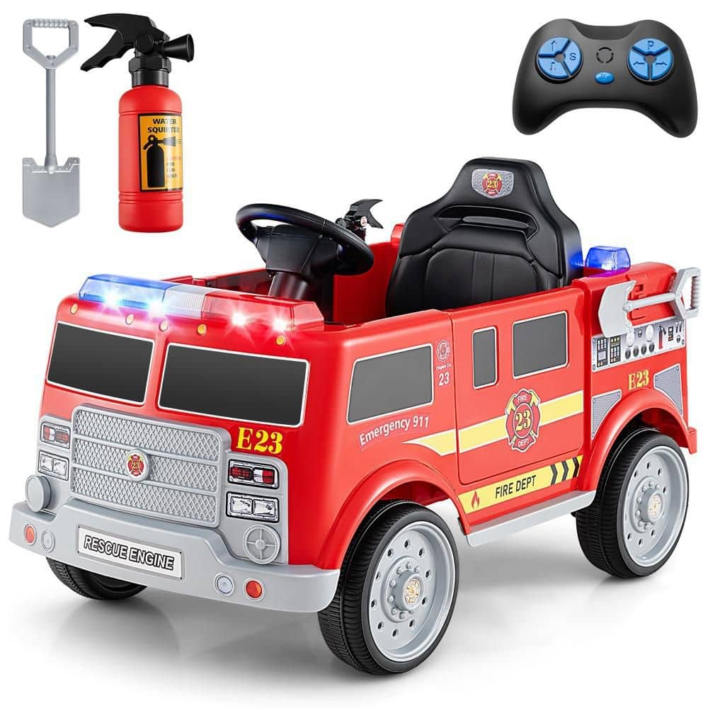 Gymax Kids Ride on Police Car 12V Battery Powered Electric Vehicle w/ 3 Speeds