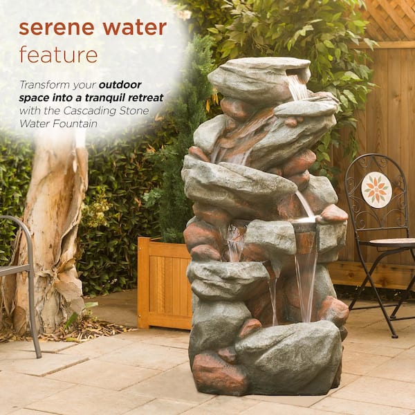 Alpine Corporation 53 in. Tall Cascading Stone Water Fountain with