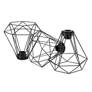 Ding 8 in. Metal Wire Cage Black Pendant Lamp Shade with 2.25 in. Lip Fitter (3-Pack)
