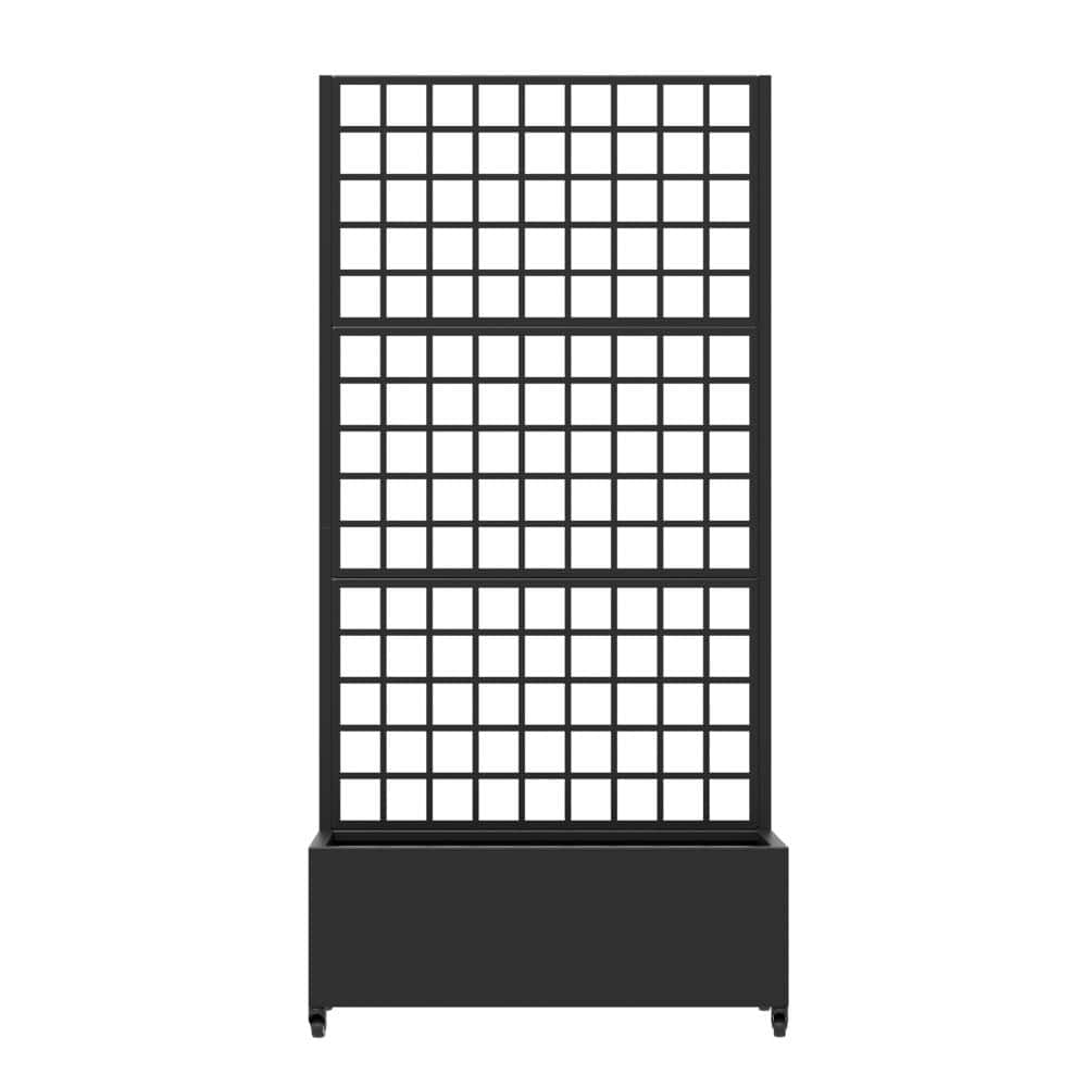 70.9 in. L x 35.4 in. W x 15.7 in. H Rectangular Planter with Grid Trellis, Black Metal, Outdoor (1-Pack) price history on PriceWatchPro