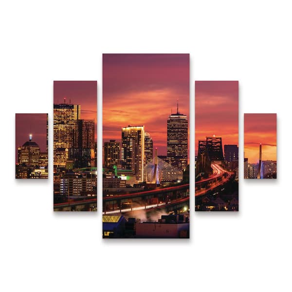 Trademark Fine Art Michael Blanchette Photography Beautiful Beantown 5-Piece Panel Set Unframed Photography Wall Art 34 in. x 44 in.