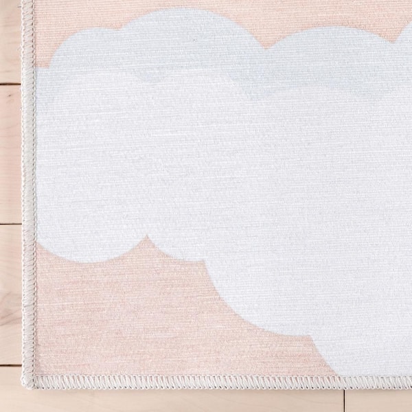 Cloud 9 Modern Kids Coral 5 ft. x 7 ft. Machine Washable Flat-Weave Area Rug
