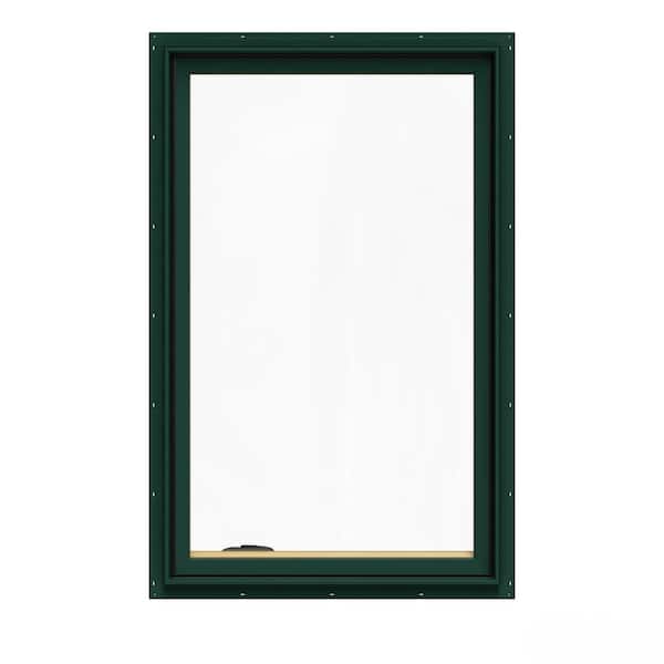 JELD-WEN 30.75 in. x 48.75 in. W-2500 Series Green Painted Clad Wood Left-Handed Casement Window with BetterVue Mesh Screen