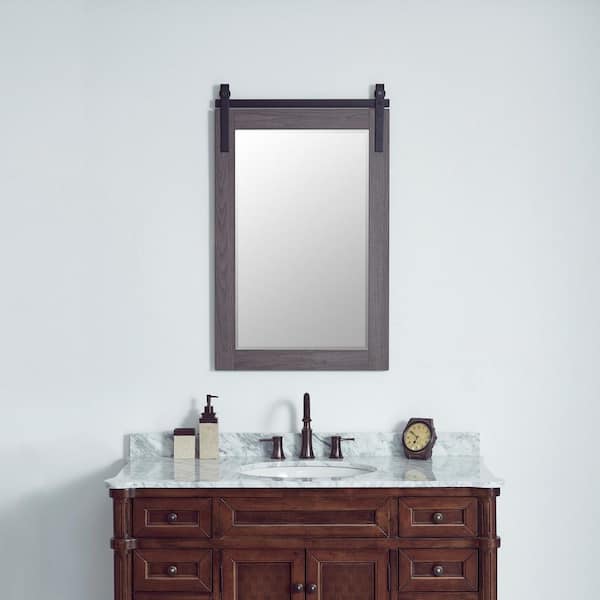 Cortes 24 in. W x 39.4 in. H Rectangular Framed Wall Bathroom Vanity Mirror in Oak