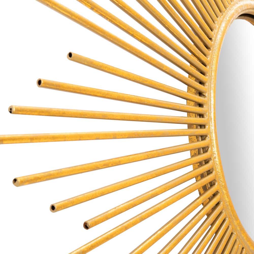 40.5" Gold Sunburst Round Wood Wall Mirror