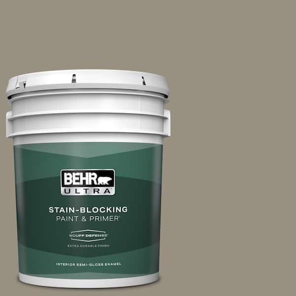 BEHR ULTRA 5 gal. #N320-5 Gray Squirrel Extra Durable Semi-Gloss Enamel Interior Paint & Primer