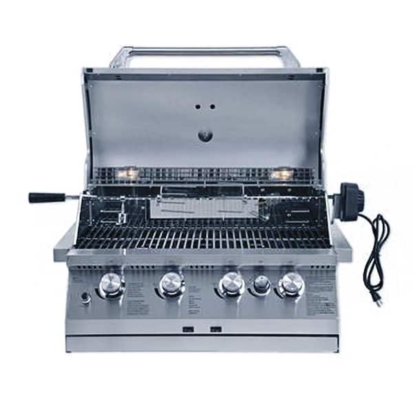 30 in. 4-Burner Built-In Gas Grill with Rotisserie Burner