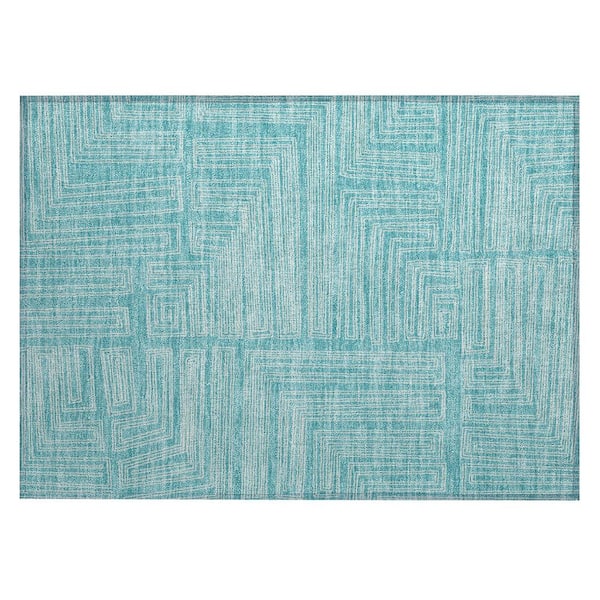 Chantille Machine Washable Indoor/Outdoor Abstract ACN1045 Turquoise 1 ft. 8 in. x 2 ft. 6 in. Area Rug