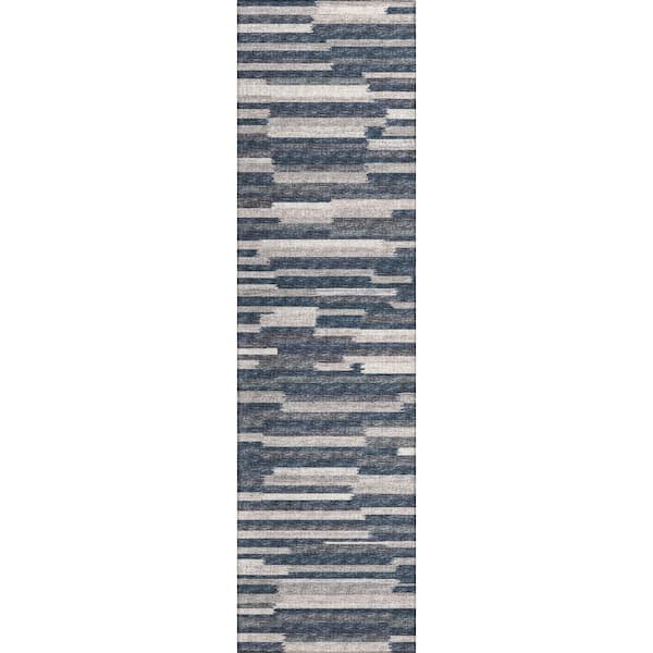 Addison Rugs Modena Slate 2 ft. 3 in. x 7 ft. 6 in. Striped Runner Rug