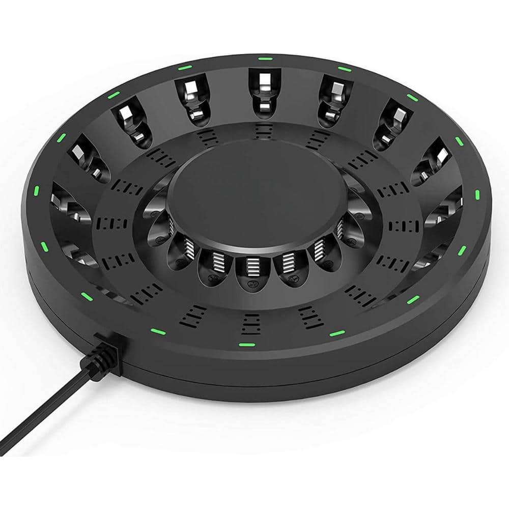 Black 16 Bay AA AAA Battery Charger with Smart LED Light and Plug price history on PriceWatchPro