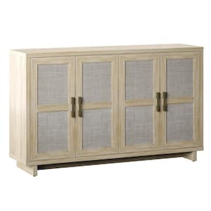 Bishop Oak MDF 59.5 in. Coastal Sideboard with Linen Inspired Accents
