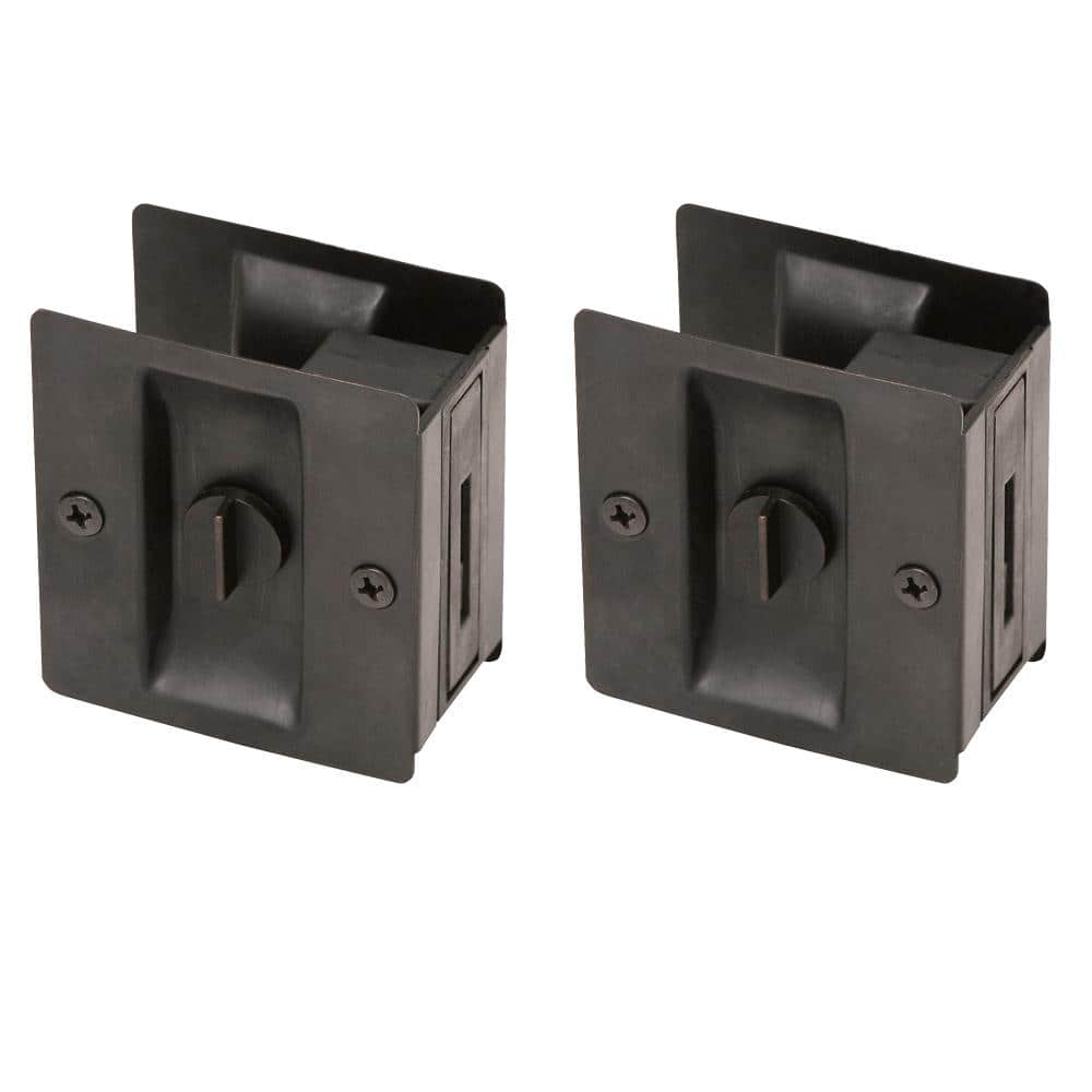 Design House Oil Rubbed Bronze Pocket Door Bed and Bath Lock (2-Pack ...