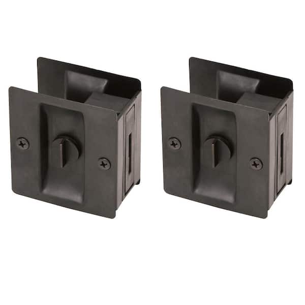 Design House Oil Rubbed Bronze Pocket Door Bed and Bath Lock (2-Pack)