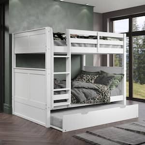 Panel White Full over Full Bunk Bed with Twin Trundle