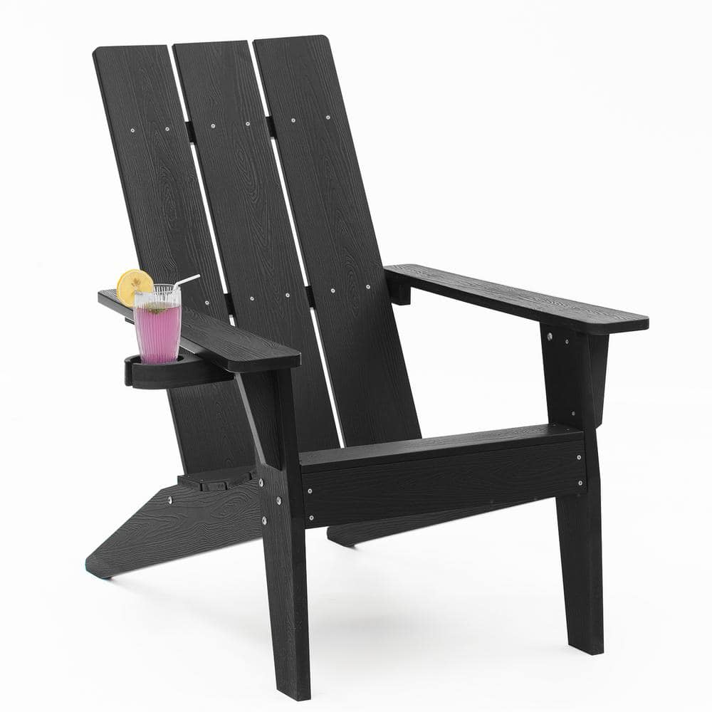Mximu Oversize Modern Black Plastic Outdoor Patio Adirondack Chair