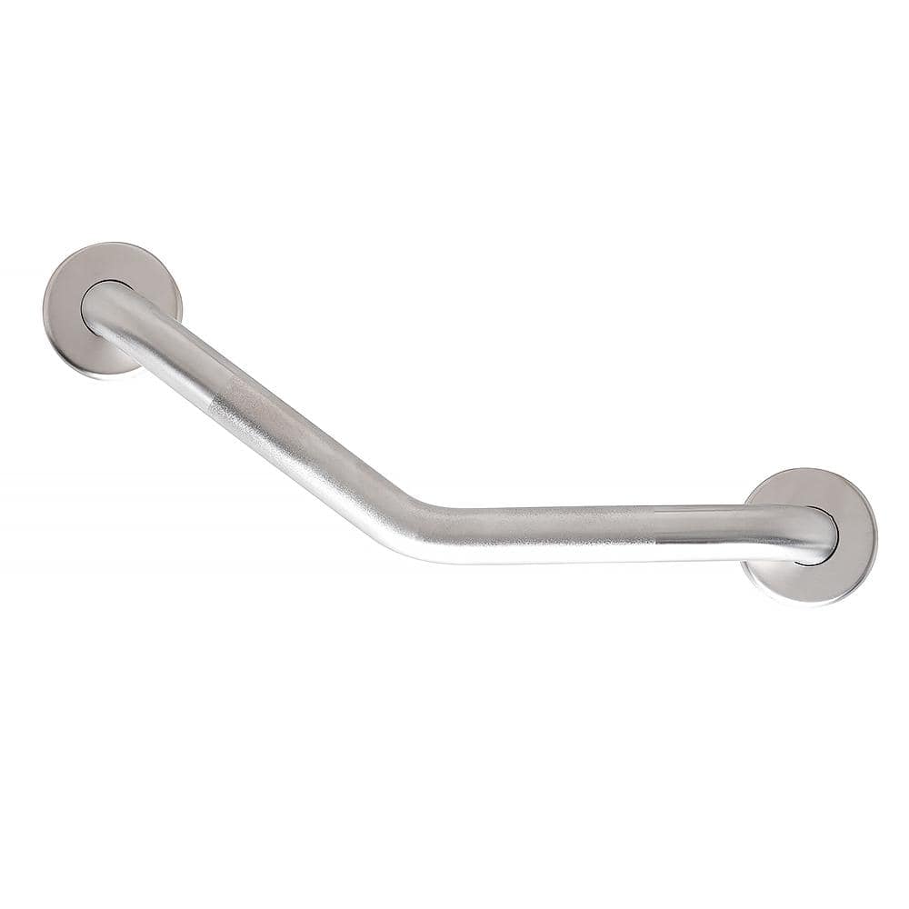 CSI Bathware 16 in. x 16 in. Boomerang Shaped Grab Bar in Satin Peened