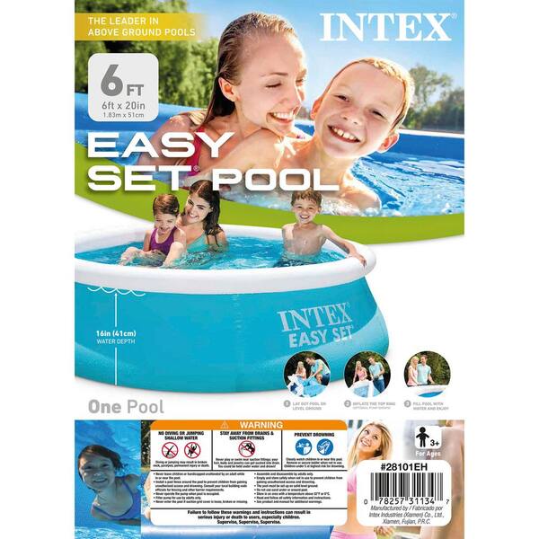 Intex 6 ft. x 20 in. Easy Set Inflatable Swimming Pool Intex 6 ft. x 20 in. Easy Set Inflatable Swimming Pool