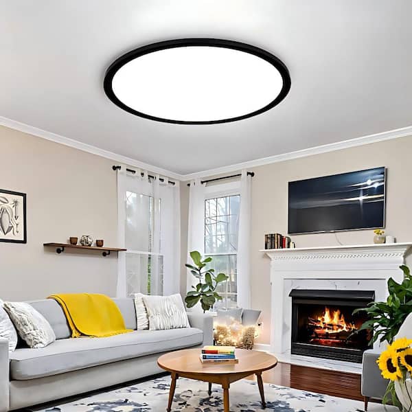 24 in. 48-Watt 3050 Lumens Black Integrated LED Flat Panel Light Flush Mount Ceiling Light with 5CCT Selectable