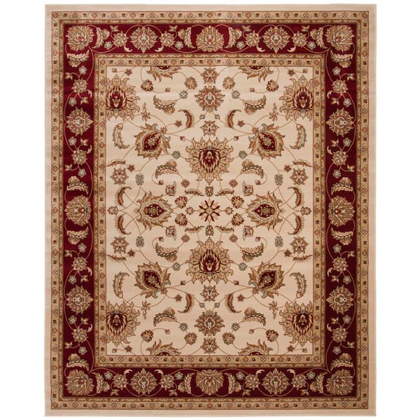Majesty 8 ft. x 10 ft. Cream/Red Ornate Border Area Rug