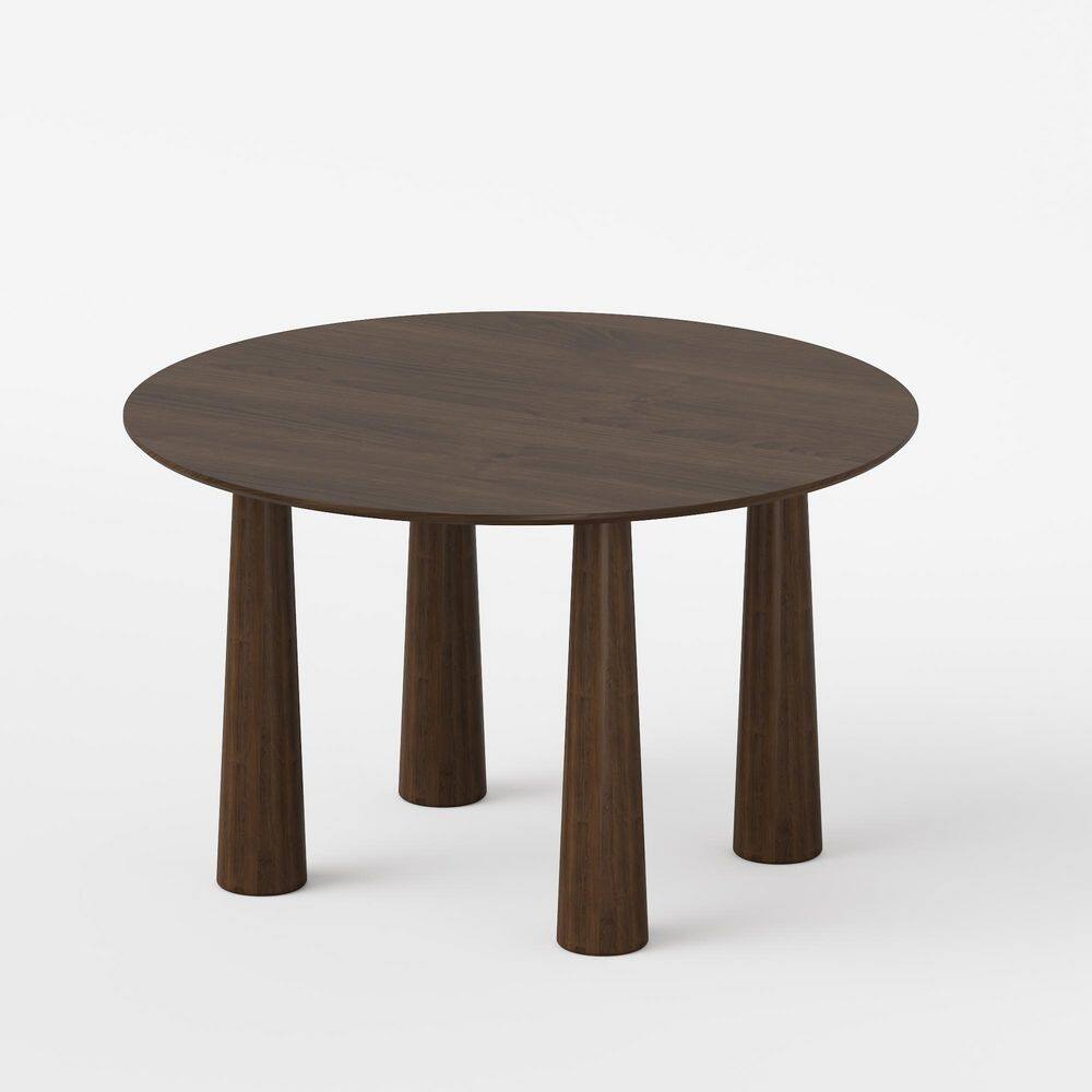 Round Walnut Solid Wood 52 in. Kitchen Tables 4 Legs Dining Table Seats 6