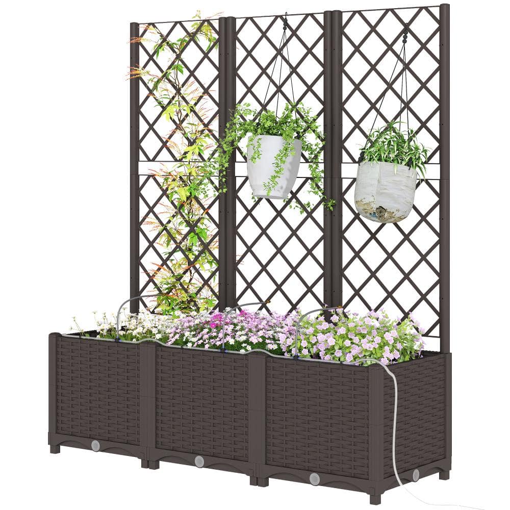 3PCS Plastic Planter Box with Trellis, Self-Watering Raised Garden Bed with Trellis and Automatic Watering Timer Kit price history on PriceWatchPro